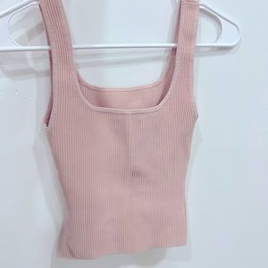 Babaton sculpt knit tank top light pink